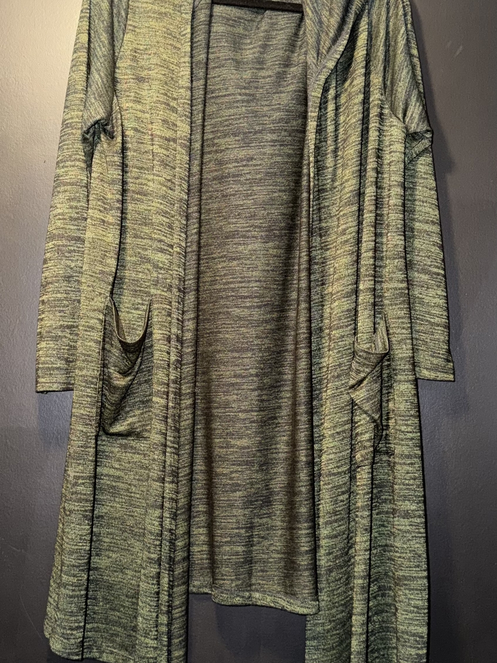 a.n.a Heathered Olive Open-Front Long Cardigan